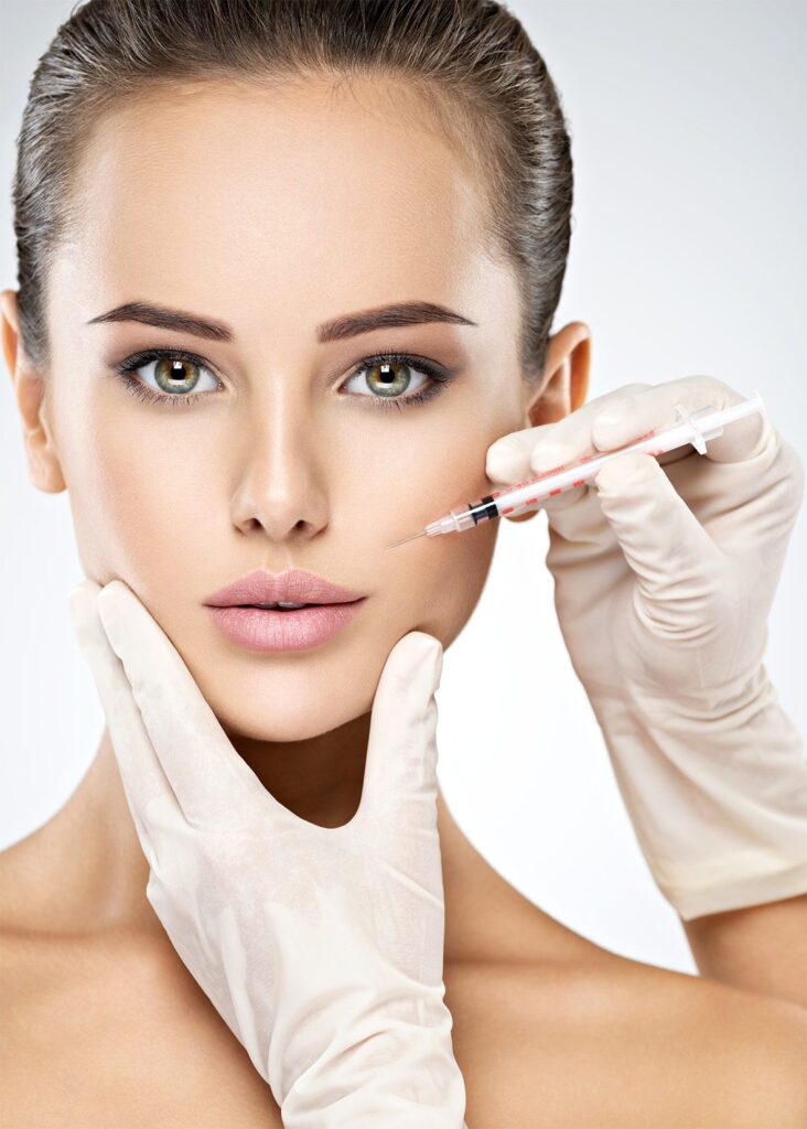 A woman getting a Juvederm injection.